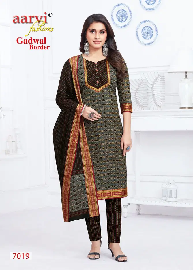 Aarvi Gadwal Border Vol 7 Wholesale Cotton Printed Readymade Dress Catalog
